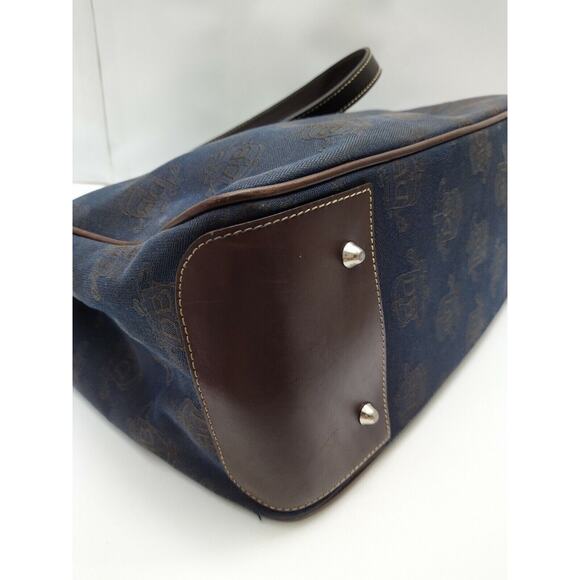 Dooney & Bourke Midnight Blue Canvas Leather Trim Top Handle Satchel Bag - Picture 8 of 12